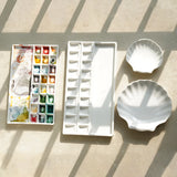 Ceramic Watercolor Palette Campus Oil Painting Chinese Paints White Porcelain Shell Palette Artists Color Mixing Palette