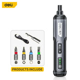 AOOKMIYA Deli 4V Mini Electrical Screwdriver Set Portable LED Kit Smart Cordless Electric Screwdrivers USB Rechargeable Hand Drill Tools