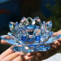 AOOKMIYA Crystal Lotus Flower Figurine Home Wedding Decoration Glass Craft Collection Paperweight Table Ornaments Souvenir Gifts