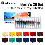 AOOKMIYA Marie's Artists' Oil Paint Set,12/18 Vibrant Colors,Rich Pigments Oil Based Paint Kit of 12ml/0.4floz Tube for Canvas,Paper