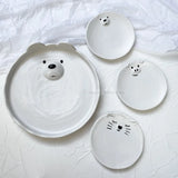 AOOKMIYA Ceramic Palette Cute Ins Bear/cat/pig Plate Watercolor Palette Ceramic Mini Chinese Painting Gouache Art Tools Art Supplies