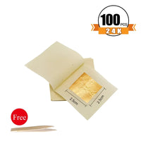 AOOKMIYA Gold Leaf Sheets Gold Flakes Foil 100pcs Practical 24K Gold In Craft Paper Arts Decoration Wall Handicrafts Gilding