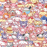 100pcs Cute Cartoon Sanrio Stickers My Melody Kuromi Handbag Decoration Stickers Cinnamoroll Children's Gift Sticker Bag