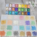 AOOKMIYA 20/24/60/72-Color Metal Watercolor Painting Set, New Portable Box With Sparkling Pearl Solid Watercolor Painting, Art Supplies