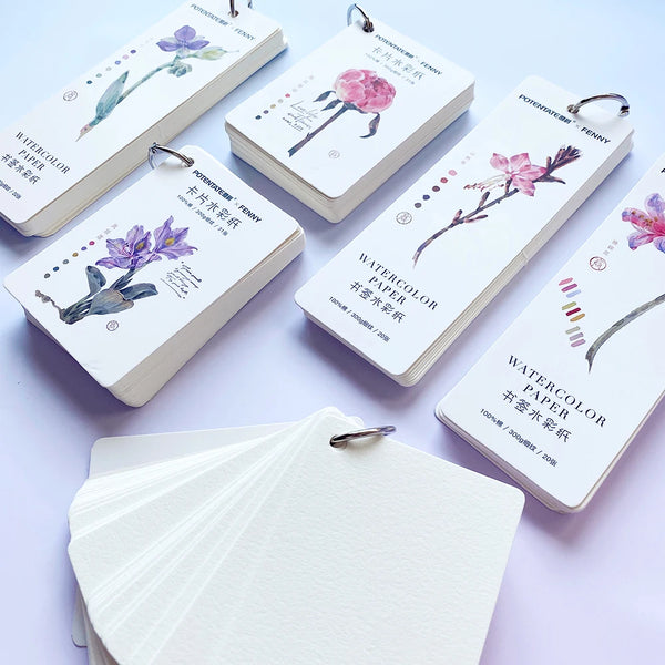 AOOKMIYA POTENTATE Card Watercolor Paper 300g Cotton Pulp Fine Lines Portable Ticket Stub Bookmark Painting Paper Travel Art Supplies