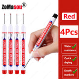 1-100Pcs 2cm Waterproof Long Head Markers Deep Hole Marker Pen for Metal Carpenter Red/Black/Blue/Green Ink Woodworking Tools