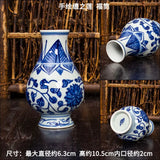 Hand-painted Blue and White Porcelain Bottle, Ceramic Ornament, Mini Vase, Appreciation Bottle, Gift