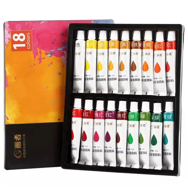 AOOKMIYA Watercolor Paint Set,18 Vibrant Colors,12ml/0.41floz,Easy to Dissolve,Perfect for Writing,Painting,Decoration,Great for Artists
