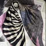 BYSIFA| Orange White Women Pure Silk Scarves Hijabs Elegant Chain Design 100% Mulberry Silk Square Neck Scarf Shawl 86*86cm