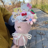 AOOKMIYA ART+ Creative Gifts Kawaii Hello Kitty Cat Dolls With Artificial Flowers Creative Sanrio Bouquet Christmas Valentine Birthday Graduation Gifts