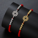 AOOKMIY Teamer Stainless Steel Beads 7 Chakra Charms Bracelet Red Black Two Color Rope Bracelets Family Jewelry Amulet Birthday Gift NewAOOKMIYA.COM