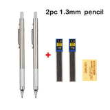 Mechanical Pencil Set 0.3 0.5 0.7 0.9 1.3 2.0mm Full Metal Art Drawing Painting Automatic Pencil with Leads Office School Supply