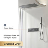 Luxury  black brass shower system wall-mounted LED digital display design Cold & hot dual-control 4-function ceiling shower Tap