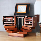 Wood Jewelry Box Big Size Velvet Ring Necklace Bracelet Jewelry Boxes Organizer Earrings Display Stand Women Accessories Storage