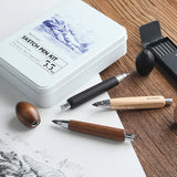 New 5.5x5.6mm Automatic Pencil Imported Movement Architectural Drawing Sketching Core Sharpener Walnut Wood Carbon Rod Set