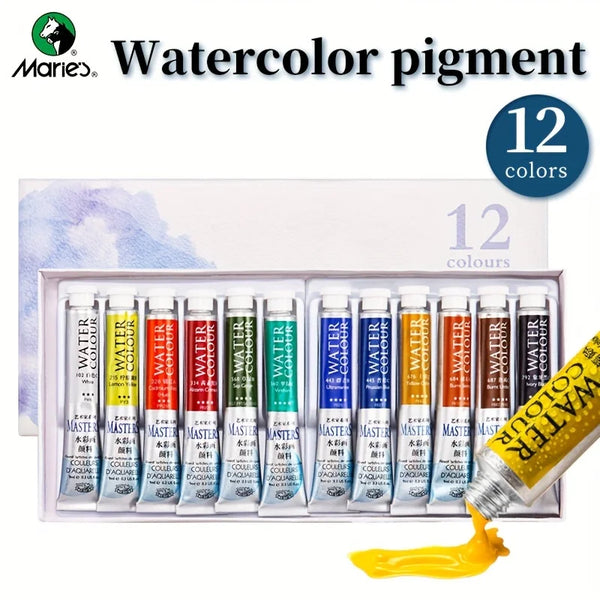 AOOKMIYA Marie's 12 Colors Watercolor Set,9ml/0.3oz Tubes,High Quality Water Color for Watercolor Painting,Illustration for Artists