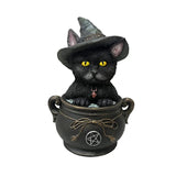 Adorable Witch Cat Figurine for Halloween Home Decoration or Gift Resin Witch Kitten Figurine