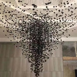 Hanging Lamp Hotel Lobby Decorative Lighting Stairs Art Irregular Chandelier Custom Black Art Luxury Stone Crystal Chandelier