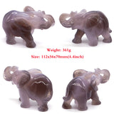 Elephant Statue Natural Gray Agate Geode Crystal Carved Reiki Healing Stone Animal Figurine Handicraft Home Decoration Ornaments