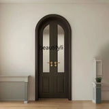 AOOKMIYA Craft arched curved circular curved door wrought iron glass bedroom retro door