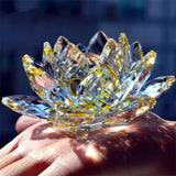 AOOKMIYA Crystal Lotus Flower Figurine Home Wedding Decoration Glass Craft Collection Paperweight Table Ornaments Souvenir Gifts