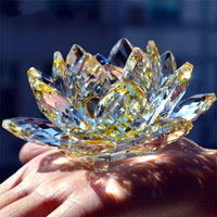 AOOKMIYA Crystal Lotus Flower Figurine Home Wedding Decoration Glass Craft Collection Paperweight Table Ornaments Souvenir Gifts
