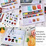 AOOKMIYA 37 Wells Watercolor Painting Box With 3 Water Brushes, Empty Watercolor Painting Iron Box, Suit For Watercolor Painting, Gouache  AOOKMIYA.COM