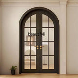 AOOKMIYA Craft arched curved circular curved door wrought iron glass bedroom retro door