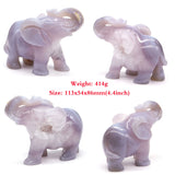Elephant Statue Natural Gray Agate Geode Crystal Carved Reiki Healing Stone Animal Figurine Handicraft Home Decoration Ornaments