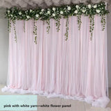 3X6M Wedding Background Decoration Veil White Bilayer Yarn Curtain With Artificial Flower For Birthday Valentine's Day Party DIY