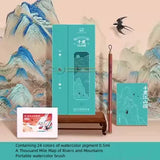 National Style Watercolor Coating Set Watercolor Pigment Filling Book Antique Mini Handbook Painting Decompression