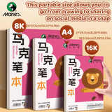 AOOKMIYA Marie's 30 Sheets Marker Paper Pad 16K/A4/8K Bleedproof for Alcohol Markers,32 lb/120 gsm Drawing Sketchbook for Adults, Student