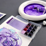 AOOKMIYA Purple Series White Night Watercolor Paint Packed 0.5/1ML12 Color Portable Watercolor Box Master Painting Art Supplies