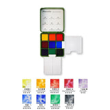Mini Travel Watercolor Paint Set Portable Box Solid Watercolor Pigment 9-color Set Travel Sketching Painting Tool Set