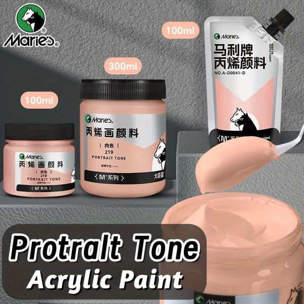 AOOKMIYA 1pc Marie's Protrait Tone Acrylic Paint,100/300 ml(3.38 oz/10.1 oz) for Rock,Wood,Crafts,Canvas,Glass for Artists and Adults