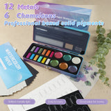 AOOKMIYA Pearl Solid Watercolor Paint Set in Portable Box Nail art exclusive Palette Travel Watercolor Set for Amateur Hobbyists AOOKMIYA.COM