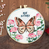 AOOKMIYA Butterfly Broidery Kit with flower Embroidery Kit for Beginners Needles Enough Embroidery Thread