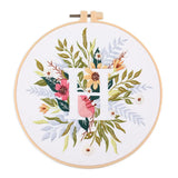 AOOKMIYA Floral Embroidery Kit for Beginner and Adults Cross Stitch Kits Embroidery Starter Kit with Initial Letter and Flower Pattern