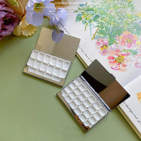 AOOKMIYA 0.5/1ML Portable Watercolor Box Palette Empty Stainless Steel Business Card Box Outing Sketching Paint Box Art Supplies