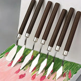 AOOKMIYA Art Oil Painting Scraper Wooden Flat Head Stainless Steel Pick Knife Gouache Paint Pointed Color Mixing Spatula