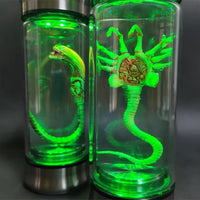 AOOKMIYA Alien Glow Jar Xenomorph Specimen Facehugger Embryo Glass Jar Movie Prop Replica Home Decor Desktop Crafts Sculpture Decoration
