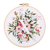 AOOKMIYA Floral Embroidery Kit for Beginner and Adults Cross Stitch Kits Embroidery Starter Kit with Initial Letter and Flower Pattern