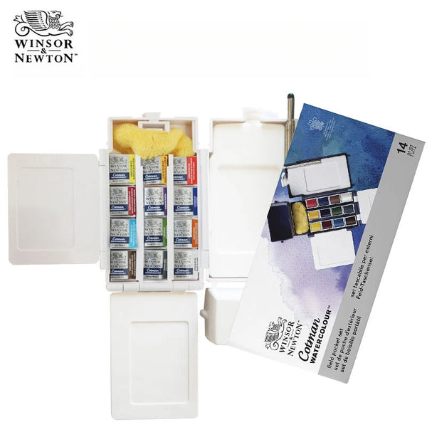 Winsor & Newton Cotman Artist Water Colour Paint Field Pocket Travel Set 12 Colors Half Pans For Outdoor Watercolor Painting