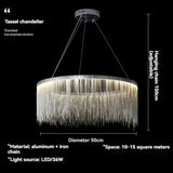 Nordic Postmodern Art Chandelier Creative Living Room Luxury Designer Tassel Round Dining Room Bedroom LED Decorative Lamps