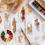 AOOKMIYA Wooden Stamp Ins Literary Retro Line Drawing Lily of The Valley Flower Handbook Diary Diy Printing Decoration Scrapbook Supplies