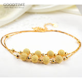 Fashion Pure 100% 925 Sterling Silver Anklet Frosted Gold Color White Round Beads Anklets For Women Ankle Foot Chain Jewelry