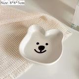 AOOKMIYA Ceramic Paint Palette Cute Pet Puppy Bear Washing Brush Plate Mini Portable Paint Tray Watercolor Painting Nail Art Supplies