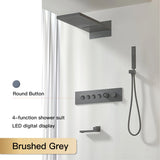 Luxury  black brass shower system wall-mounted LED digital display design Cold & hot dual-control 4-function ceiling shower Tap