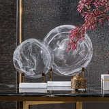 AOOKMIYA Metal Handicraft Geometric Disk Marble Clear Round Cake Glass Craft Decorative Figurines Home Decoration Accessories