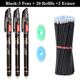 3 Erasable Gel Pens 20 Pen Refills 2 Eraser Reusable Writing Drawing Sketch Pens with Refill for Students Office School Supplies